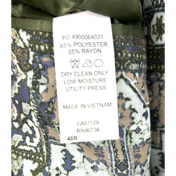 Tallia Mens Sz 48R Green Tan Blazer Two Button Single Breasted Formal Preppy Hng - Picture 12 of 12
